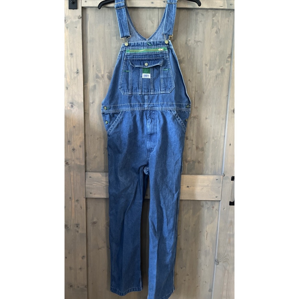 Liberty Men's Bib Overalls 38x29 Carpenter Blue Denim Farmer Jeans Trucker Work